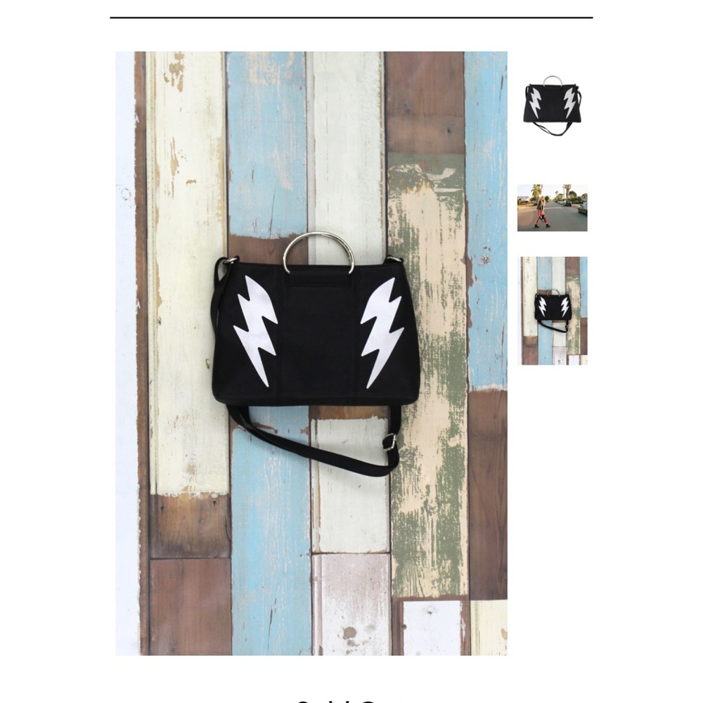 High Voltage Cross Body Satchel-with silver hardware and Silver lighting Bolts! - Picture 2 of 6